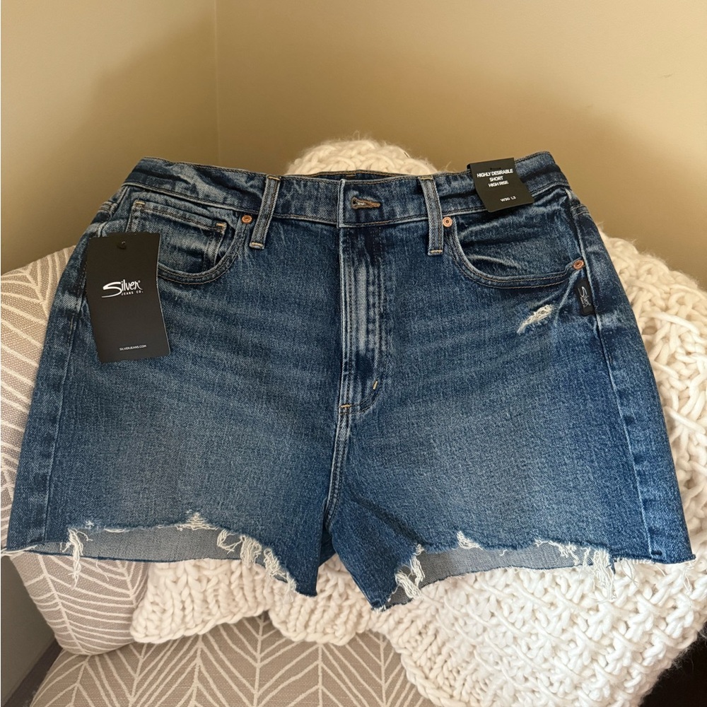 Silver High Rise Jean Shorts, 90’s Inspired